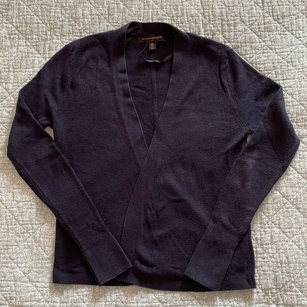 Banana Republic Navy Knit Cropped Cardigan